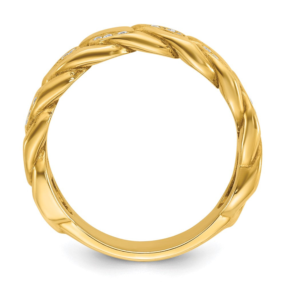 14k Yellow Gold Men's Link Design 1/8 carat Diamond Complete Ring