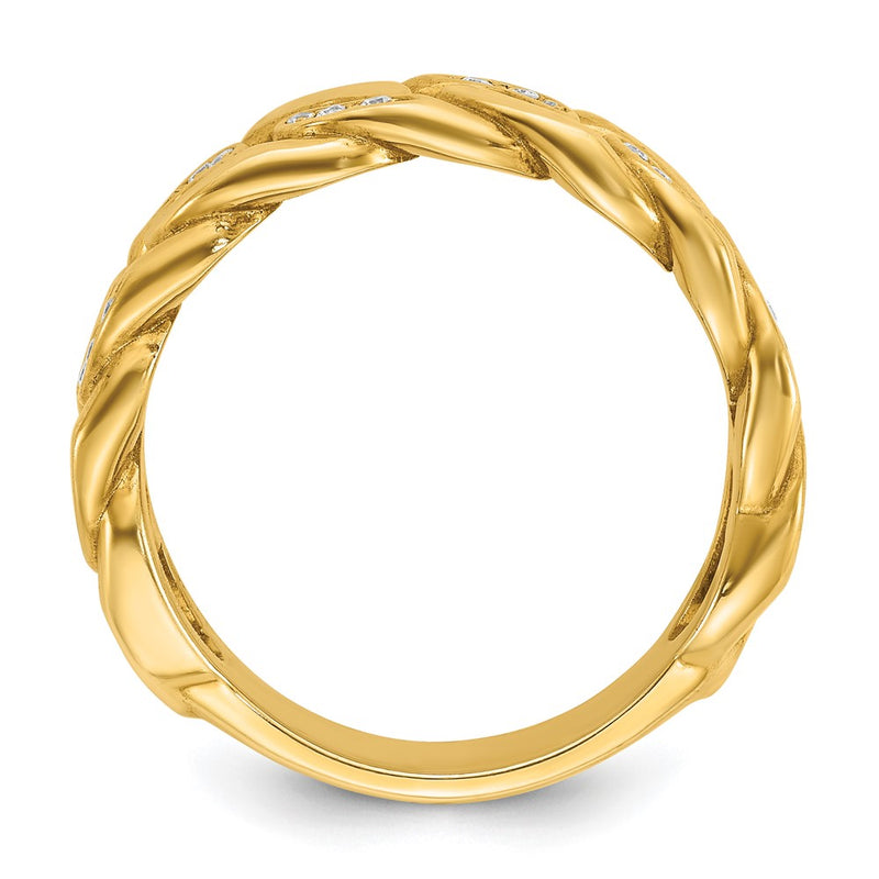 14k Yellow Gold Men's Link Design 1/8 carat Diamond Complete Ring