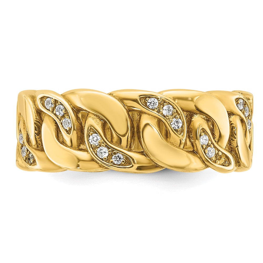 14k Yellow Gold Men's Link Design 1/8 carat Diamond Complete Ring