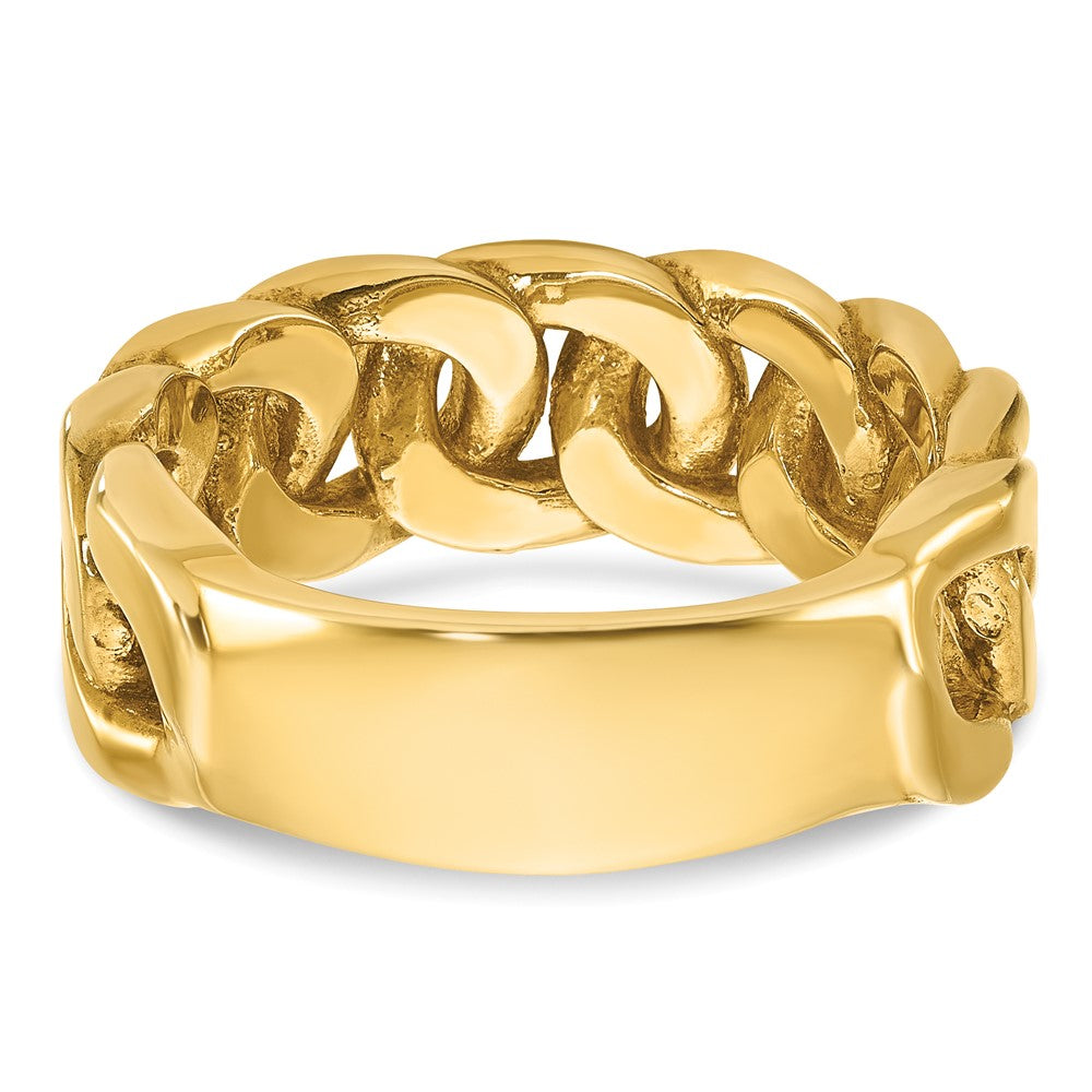 14k Yellow Gold Men's Link Design 1/8 carat Diamond Complete Ring