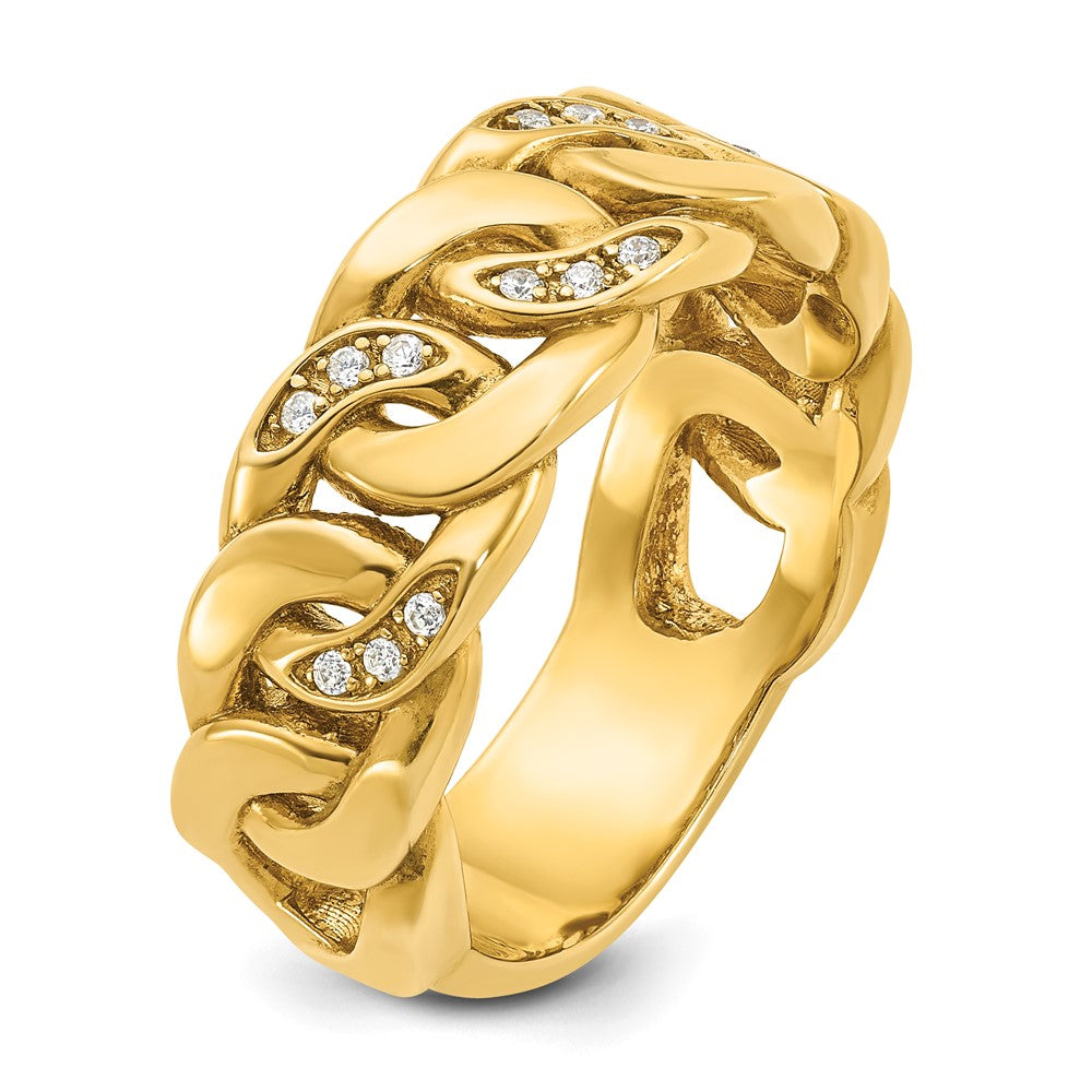 14k Yellow Gold Men's Link Design 1/8 carat Diamond Complete Ring