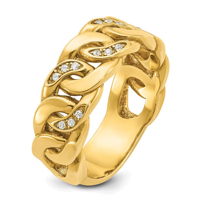 14k Yellow Gold Men's Link Design 1/8 carat Diamond Complete Ring