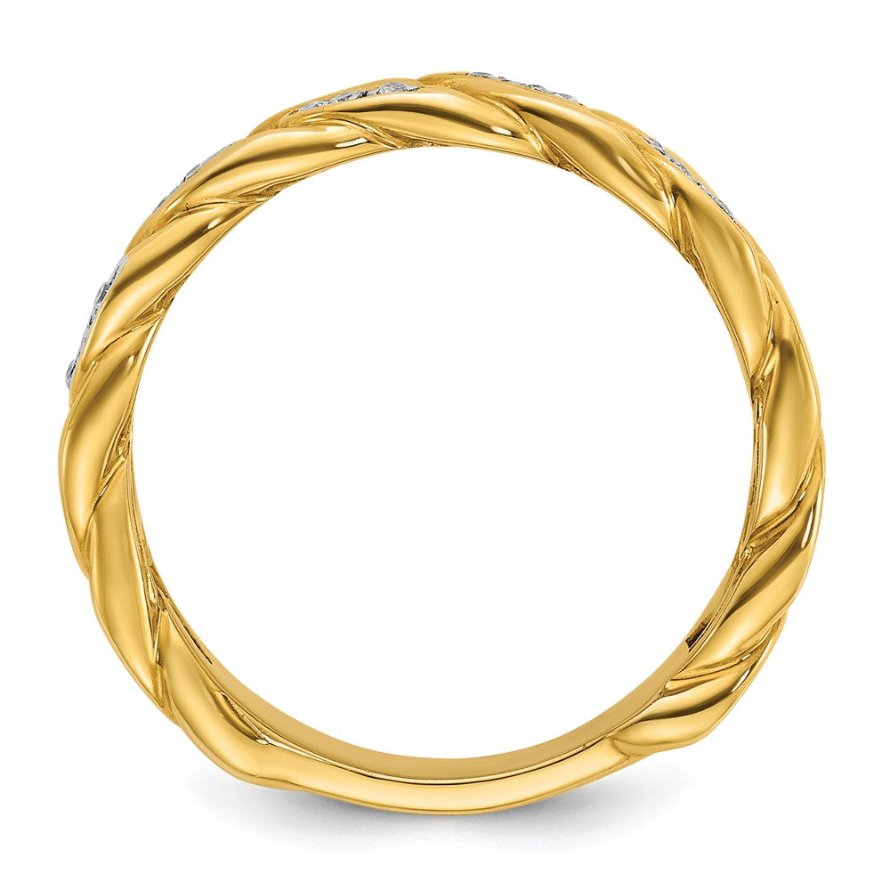 14k Yellow Gold Men's Link Design 1/8 carat Diamond Complete Ring