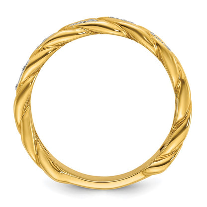 14k Yellow Gold Men's Link Design 1/8 carat Diamond Complete Ring