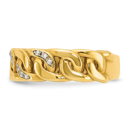 14k Yellow Gold Men's Link Design 1/8 carat Diamond Complete Ring