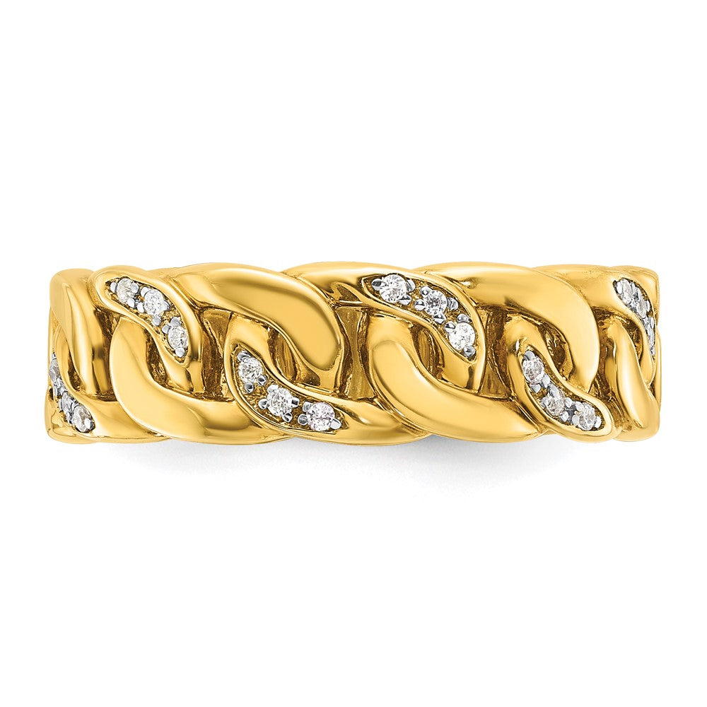 14k Yellow Gold Men's Link Design 1/8 carat Diamond Complete Ring