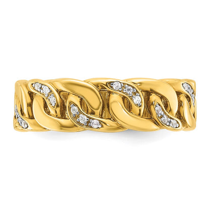 14k Yellow Gold Men's Link Design 1/8 carat Diamond Complete Ring