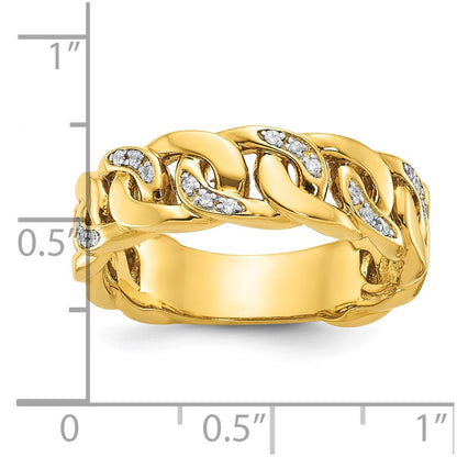 14k Yellow Gold Men's Link Design 1/8 carat Diamond Complete Ring