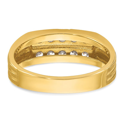 14k Yellow Gold Men's Polished and Satin 5/8 carat Diamond Complete Ring
