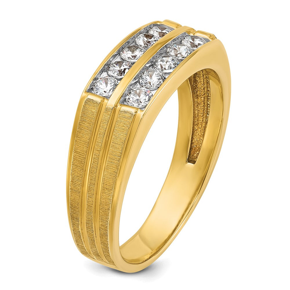 14k Yellow Gold Men's Polished and Satin 5/8 carat Diamond