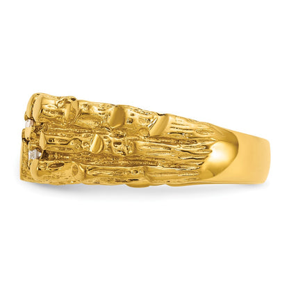 14k Yellow Gold Men's 1/4 carat Diamond Nugget Complete Ring