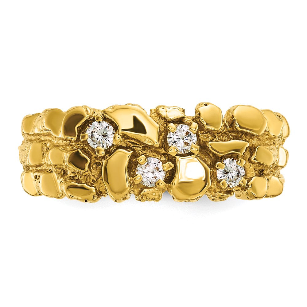 14k Yellow Gold Men's 1/4 carat Diamond Nugget Complete Ring