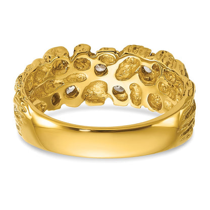 14k Yellow Gold Men's 1/4 carat Diamond Nugget Complete Ring