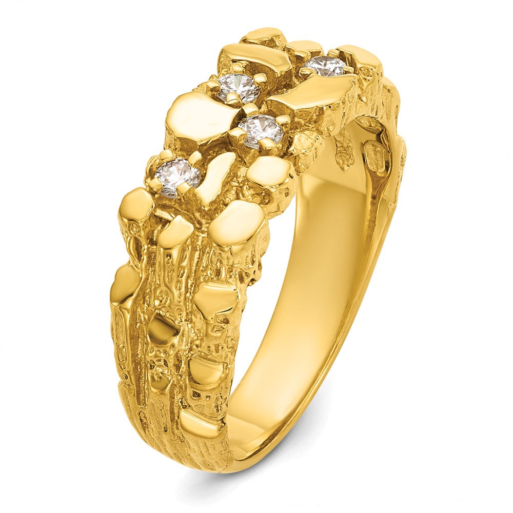 14k Yellow Gold Men's 1/4 carat Diamond Nugget Complete Ring