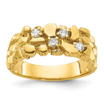 14k Yellow Gold Men's 1/4 carat Diamond Nugget Complete Ring