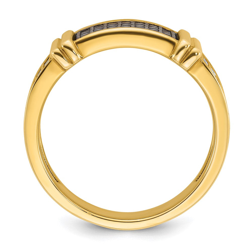 14k Yellow Gold Men's 5/8 carat Black and White Diamond Complete Ring