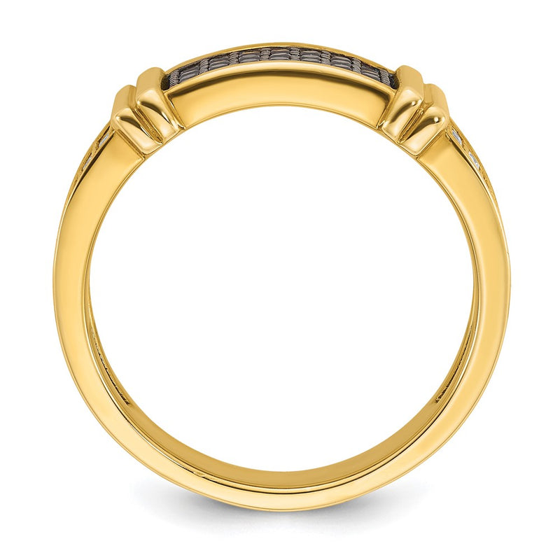 14k Yellow Gold Men's 5/8 carat Black and White Diamond Complete Ring