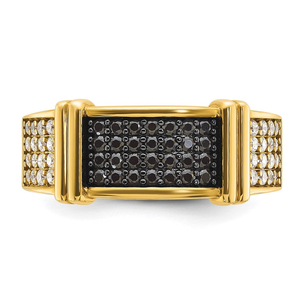 14k Yellow Gold Men's 5/8 carat Black and White Diamond Complete Ring