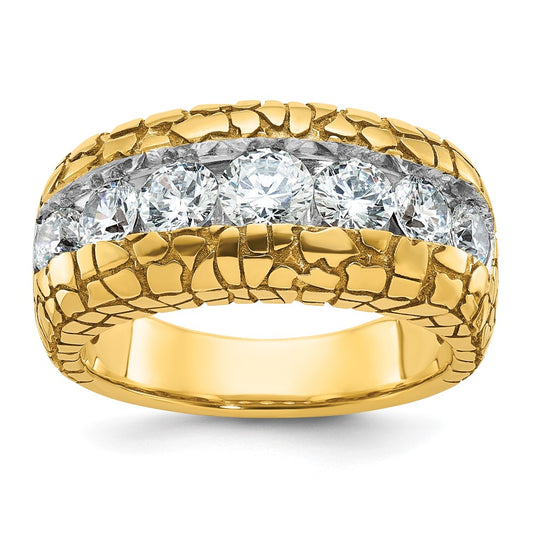 14k Yellow Gold Men's 2 carat Diamond Nugget Complete Ring