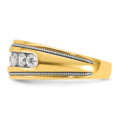 14k Yellow & Rhodium Gold with White Rhodium Men's 1 carat Diamond Complete Ring