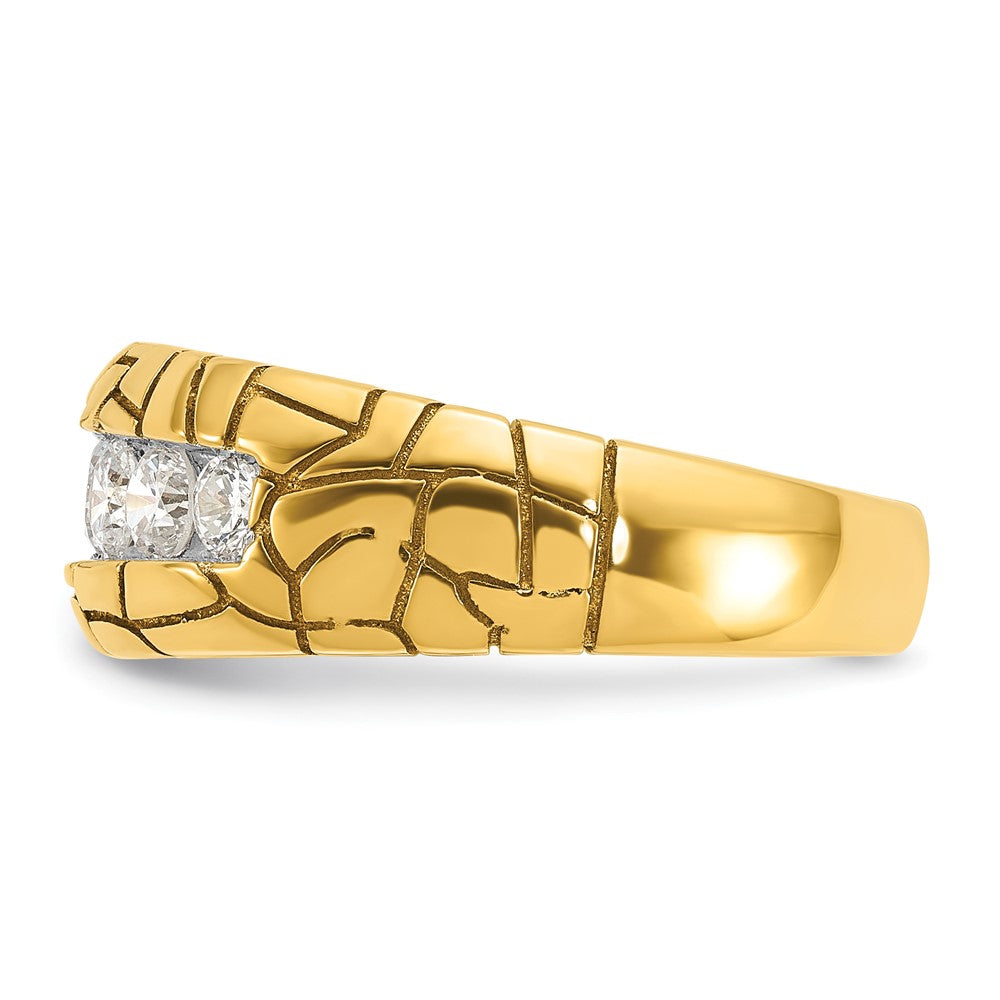 14k Yellow Gold Men's 1 carat Diamond Nugget Complete Ring