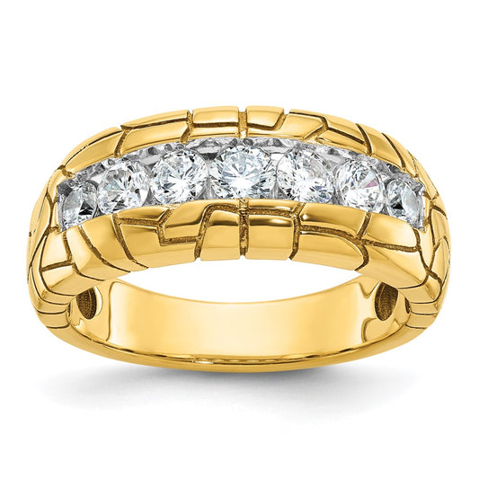 14k Yellow Gold Men's 1 carat Diamond Nugget Complete Ring