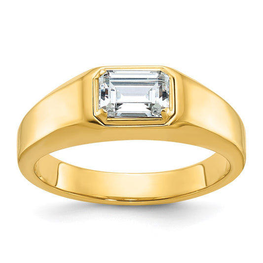 14k Yellow Gold Men's Emerald-shape Diamond Ring Mounting