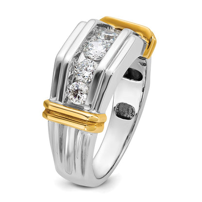 14k Two-tone Gold Men's 1 carat Diamond Complete Ring
