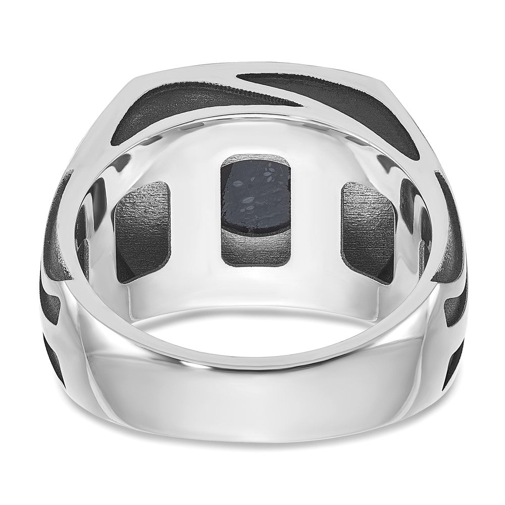 14k White Gold with Black Rhodium Men's Onyx Complete Ring