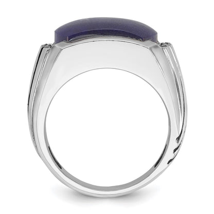 14k White Gold Men's w/Black Rhodium Lapis Diamond Complete Ring