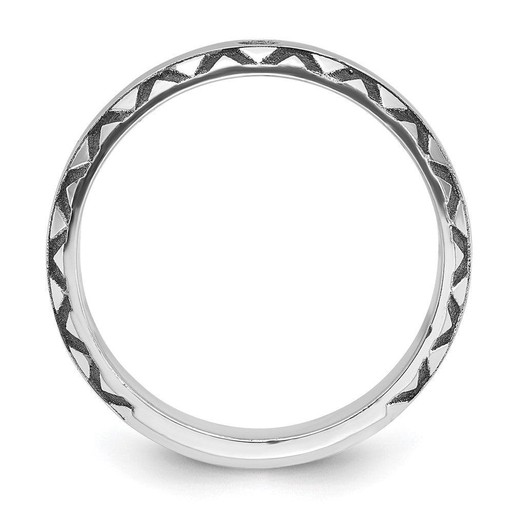 14k White Gold with Black Rhodium Men's Satin Diamond Complete Ring