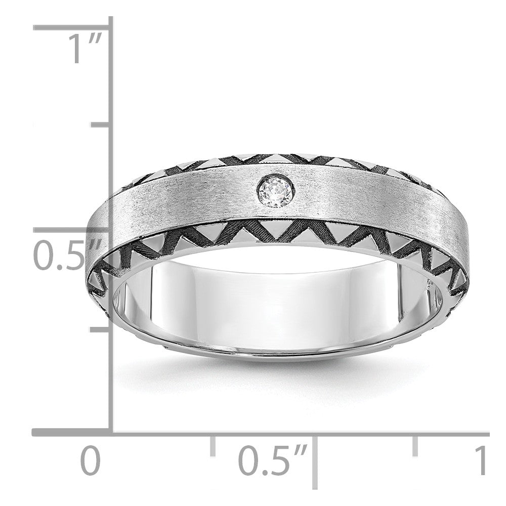 14k White Gold with Black Rhodium Men's Satin Diamond Complete Ring