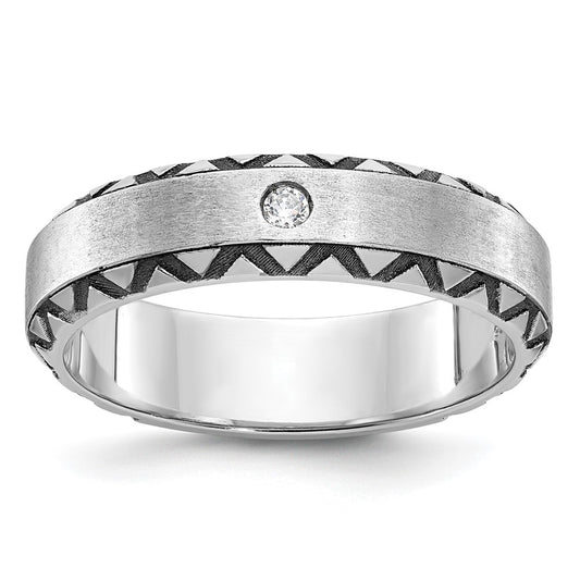 14k White Gold with Black Rhodium Men's Satin Diamond Complete Ring