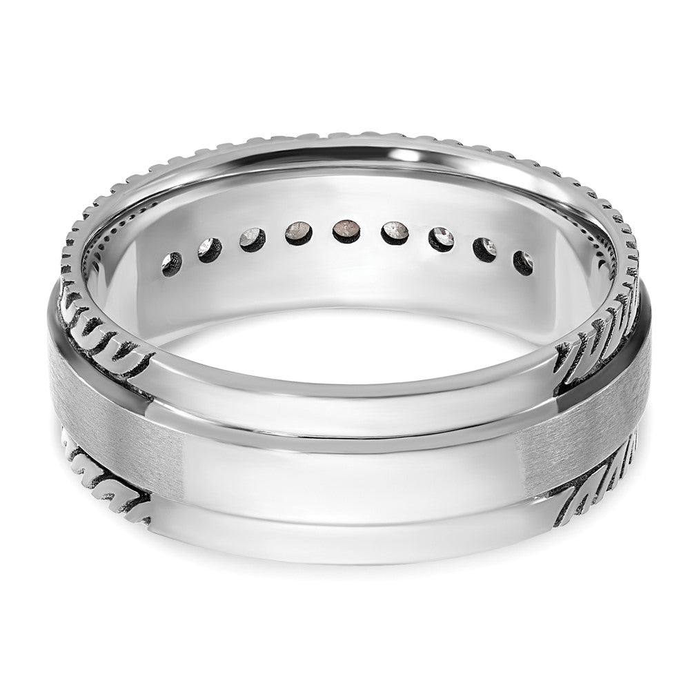 14k White Gold with Black Rhodium Men's Satin 1/5 carat Diamond Complete Ring