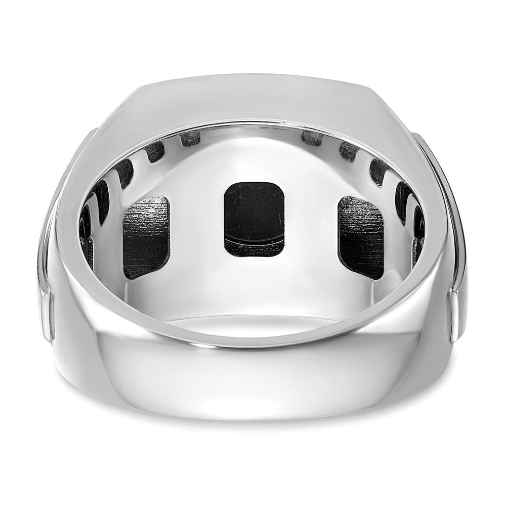 14k White Gold Men's Satin Onyx and 1/10 carat Diamond Complete Ring