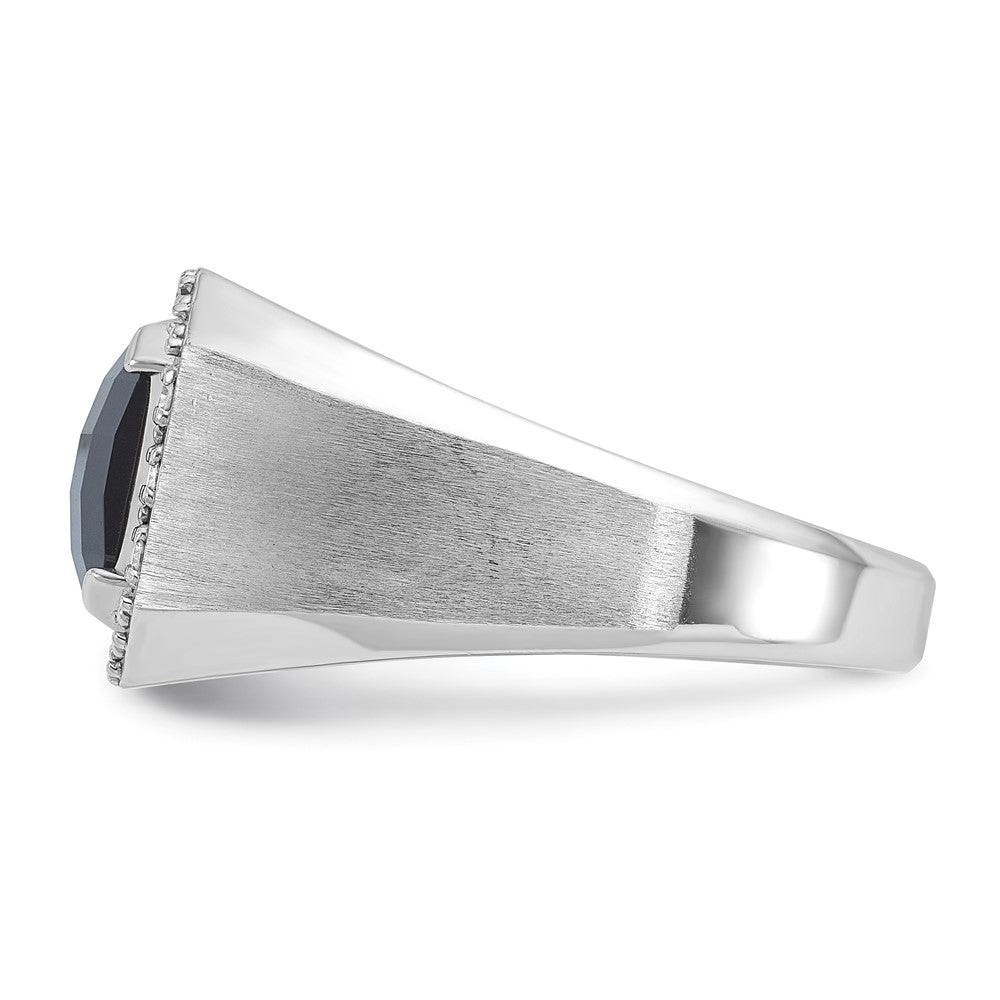 14k White Gold Men's Onyx and 1/8 carat Diamond Complete Ring