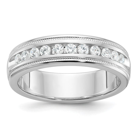 14k White Gold Men's 1/2 carat Diamond Milgrain Complete Ring