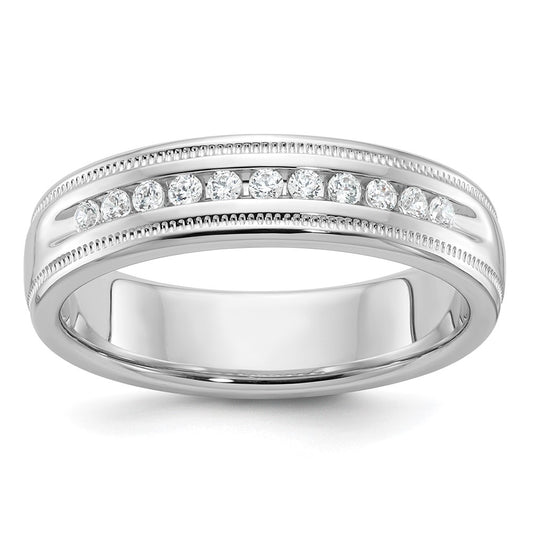 14k White Gold Men's 1/4 carat Diamond Milgrain Complete Ring