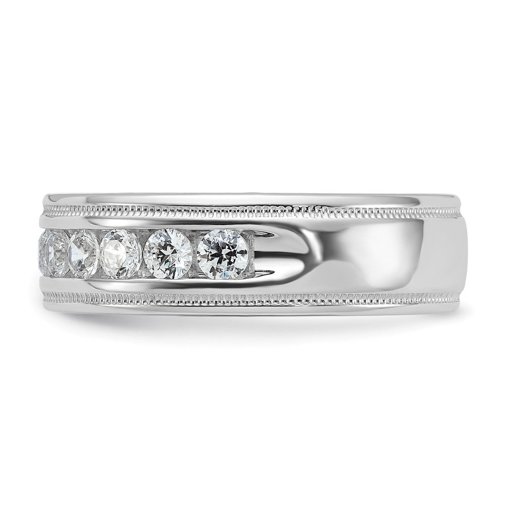 14k White Gold Men's 1 carat Diamond Milgrain Complete Ring