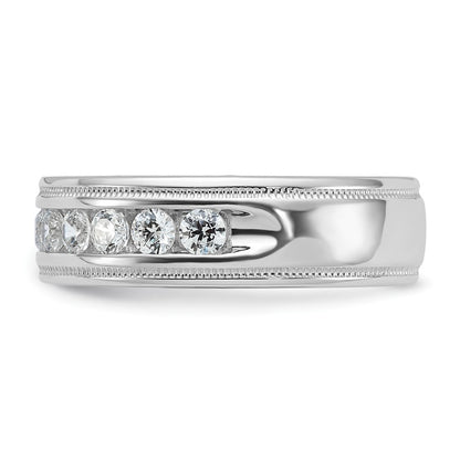 14k White Gold Men's 1 carat Diamond Milgrain Complete Ring