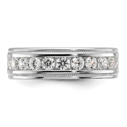 14k White Gold Men's 1 carat Diamond Milgrain Complete Ring