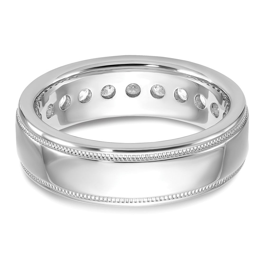 14k White Gold Men's 1 carat Diamond Milgrain Complete Ring