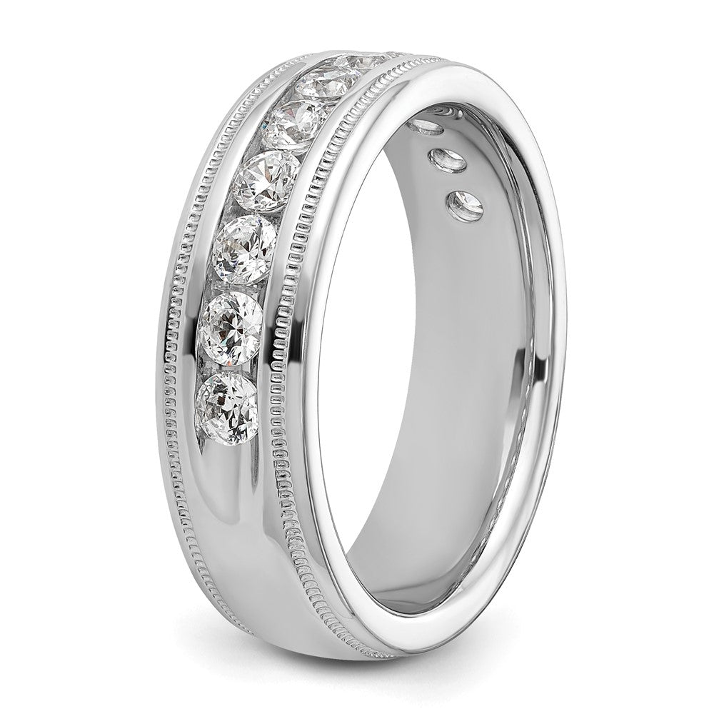 14k White Gold Men's 1 carat Diamond Milgrain Complete Ring