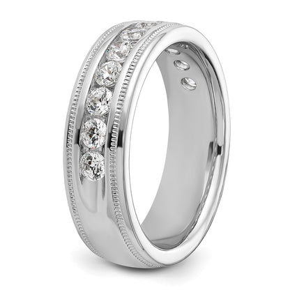 14k White Gold Men's 1 carat Diamond Milgrain Complete Ring