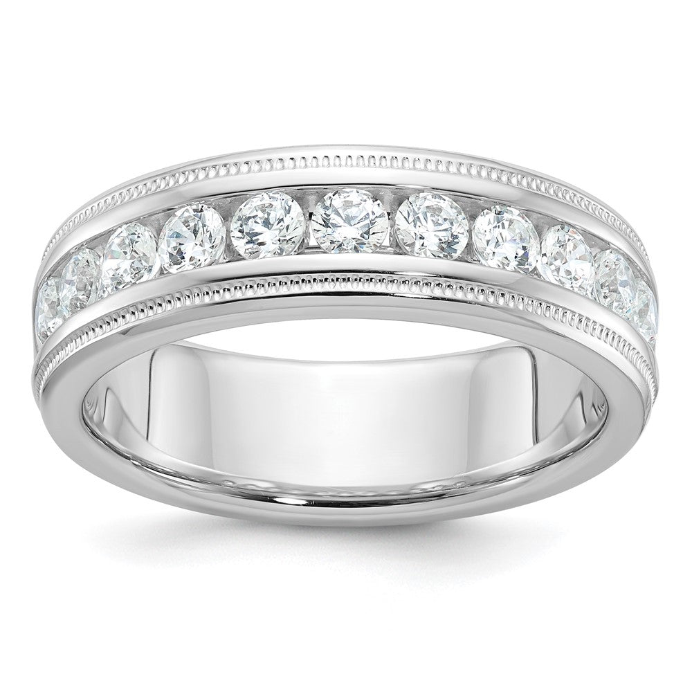 14k White Gold Men's 1 carat Diamond Milgrain Complete Ring