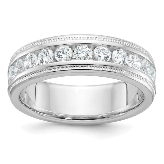 14k White Gold Men's 1 carat Diamond Milgrain Complete Ring