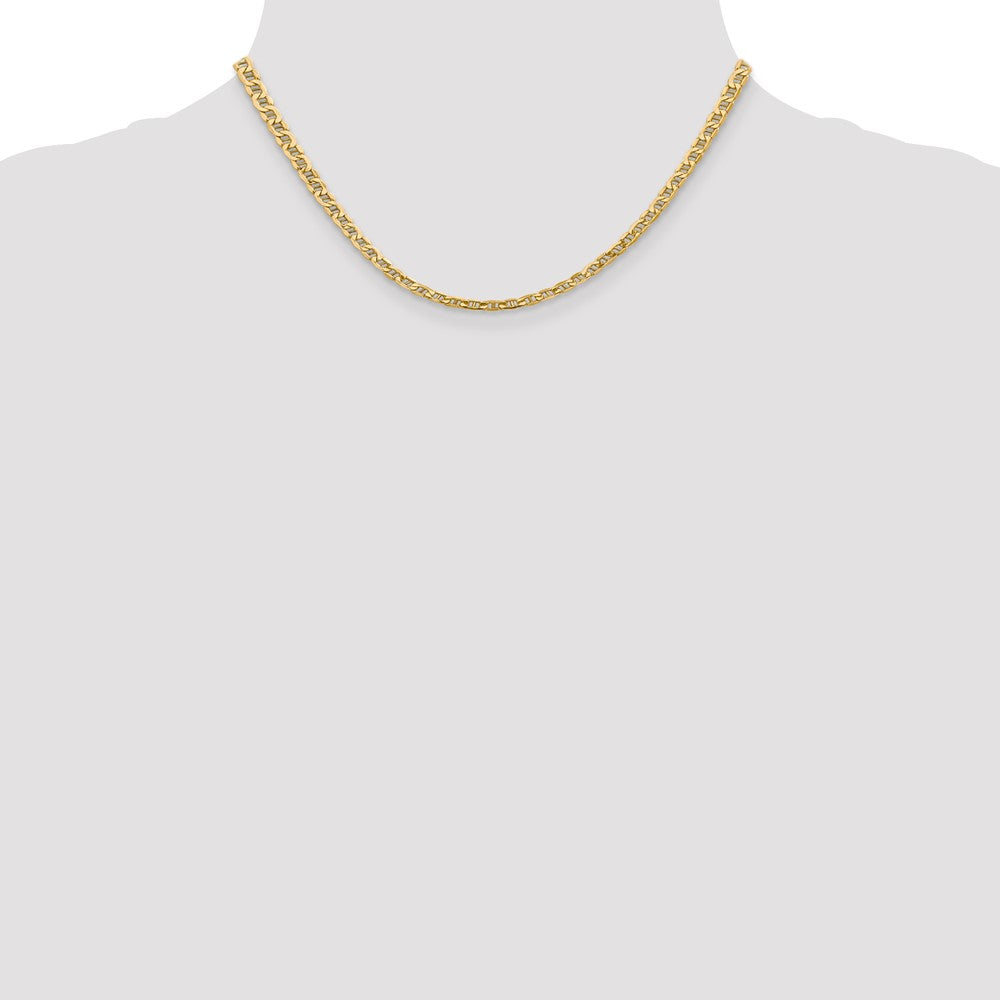 14K Yellow Gold 16 inch 4mm Semi-Solid Anchor with Lobster Clasp Chain Necklace