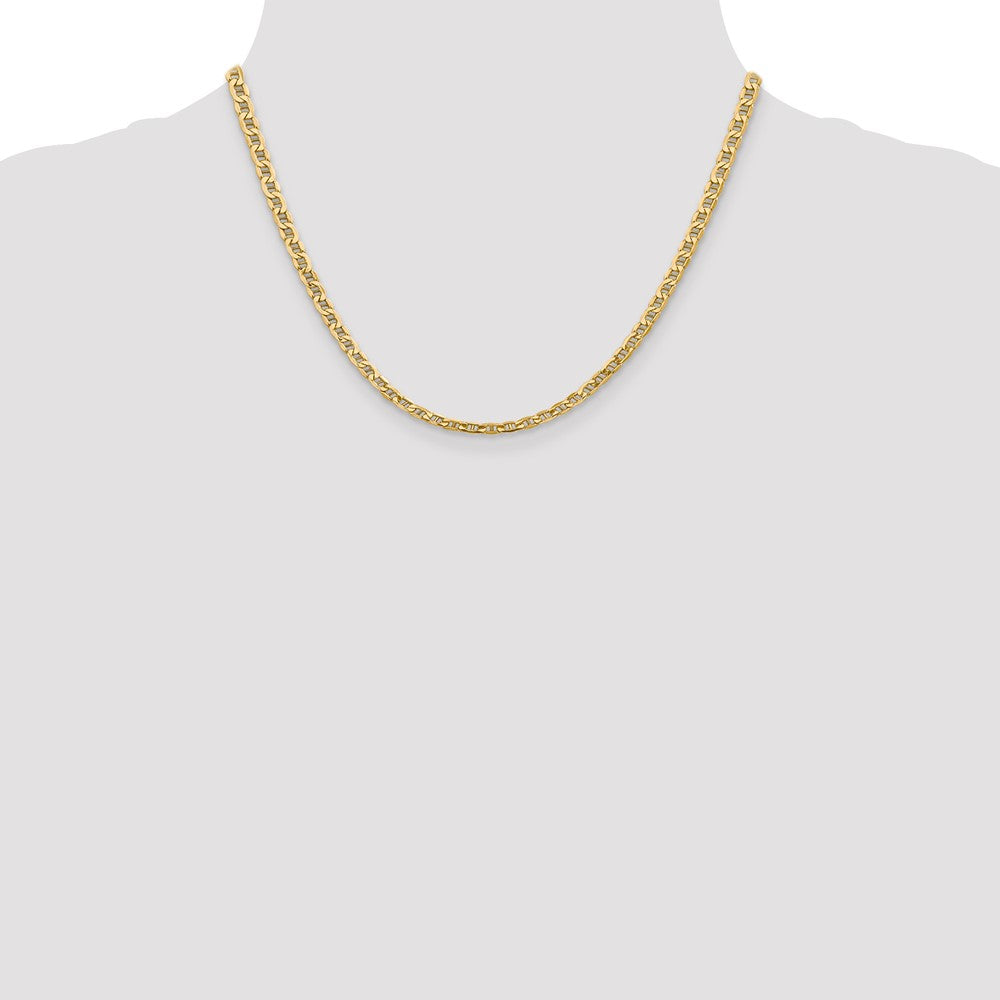 14K Yellow Gold 18 inch 4mm Semi-Solid Anchor with Lobster Clasp Chain Necklace