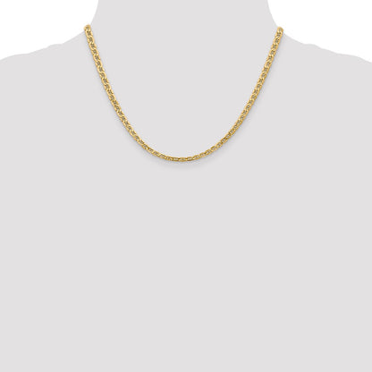 14K Yellow Gold 18 inch 4mm Semi-Solid Anchor with Lobster Clasp Chain Necklace