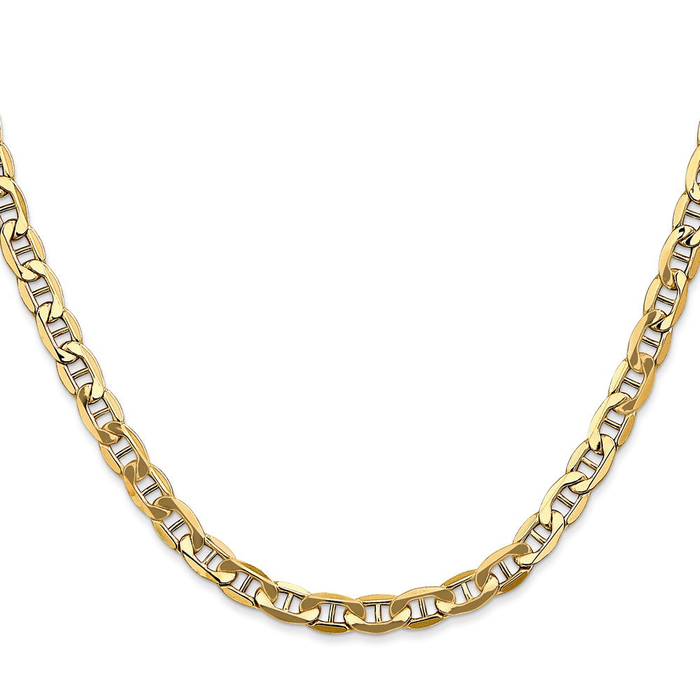 14K Yellow Gold 24 inch 4.75mm Semi-Solid Anchor with Lobster Clasp Chain Necklace
